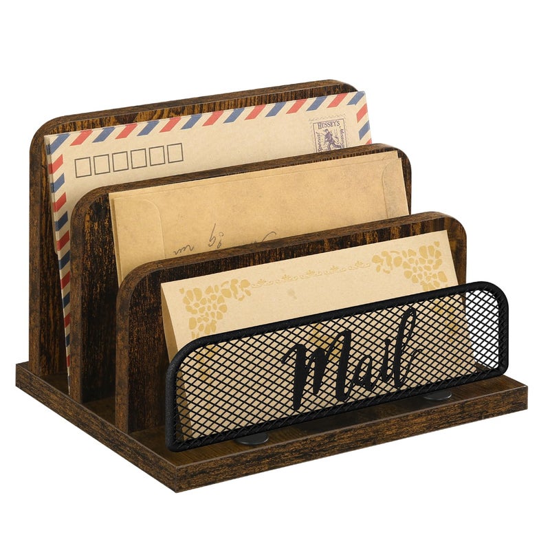 YINMIT Mail Organizer Countertop, Mail Holder with 3-Slot, Desktop Mail Sorter, Mail Organizer for Desk, Letter Sorter File Holder, Office Desk Organizers and Accessories - Image 1