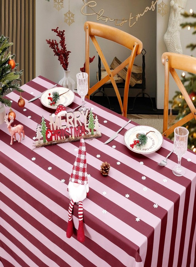 SoarDream Romantic Red Pink Stripe Tablecloth - 57×120 Inch Elegant Rectangle Table Cloth Waterproof Table Cover for Christmas Wedding Reception Outdoor Events Birthday Decoration - Image 4