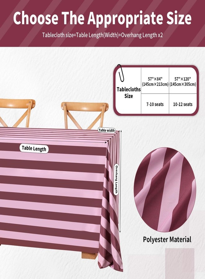 SoarDream Romantic Red Pink Stripe Tablecloth - 57×120 Inch Elegant Rectangle Table Cloth Waterproof Table Cover for Christmas Wedding Reception Outdoor Events Birthday Decoration - Image 5