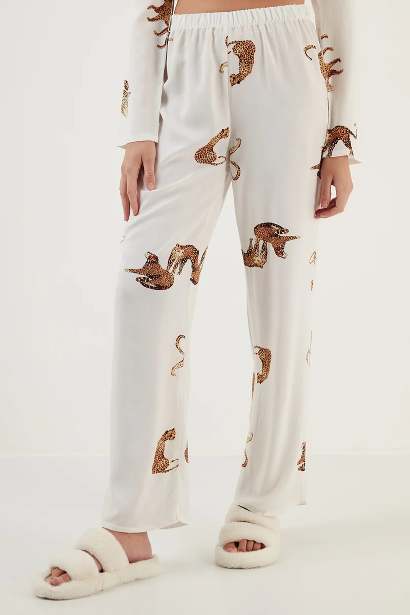 Lela Patterned Waist Elastic Pocket Detailed Shirt Collar Woven Pajama Set Women's Pajama Set 6110116