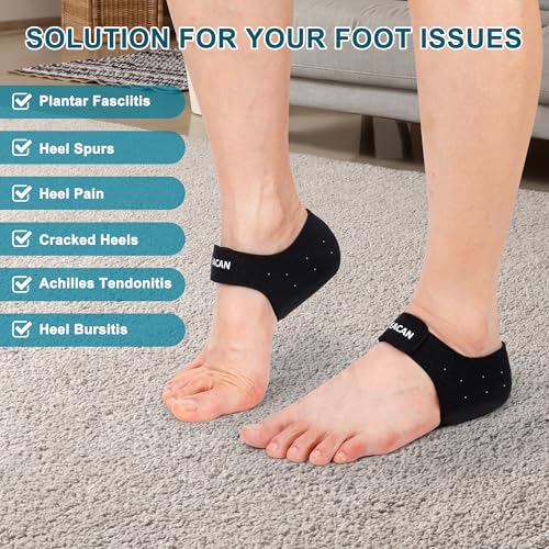 VEACAN 2 Pairs Plantar Fasciitis Heel Protectors Heel Cups for Pain Relief Achilles Tendonitis Support Heel Cushion Inserts for Walking Sports Yoga Home UseW 9513M 8514 - Image 5