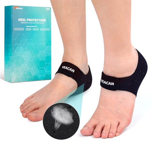 VEACAN 2 Pairs Plantar Fasciitis Heel Protectors Heel Cups for Pain Relief Achilles Tendonitis Support Heel Cushion Inserts for Walking Sports Yoga Home UseW 9513M 8514 - Image 2