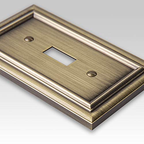 Amerelle Continental Single Toggle/Single Rocker Cast Metal Wallplate in Brushed Brass - Image 2