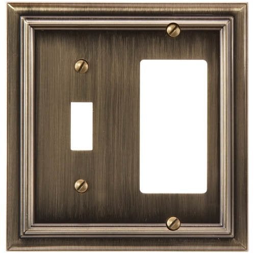 Amerelle Continental Single Toggle/Single Rocker Cast Metal Wallplate in Brushed Brass - Image 5
