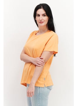 Eddie Bauer Women Crew Neck Short Sleeve Solid T-Shirt, Orange  - Image 2
