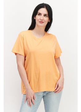 Eddie Bauer Women Crew Neck Short Sleeve Solid T-Shirt, Orange  - Image 1