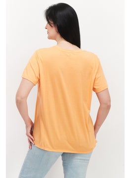 Eddie Bauer Women Crew Neck Short Sleeve Solid T-Shirt, Orange  - Image 3