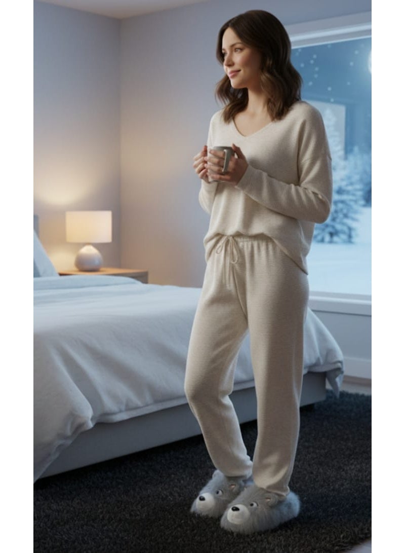 سليبر شتوي نسائي فرو ناعم بتصميم وجه كلب مميز وانيق – مريح ودافئ للاستخدام المنزلي - مقاس 36-37 - Image 3