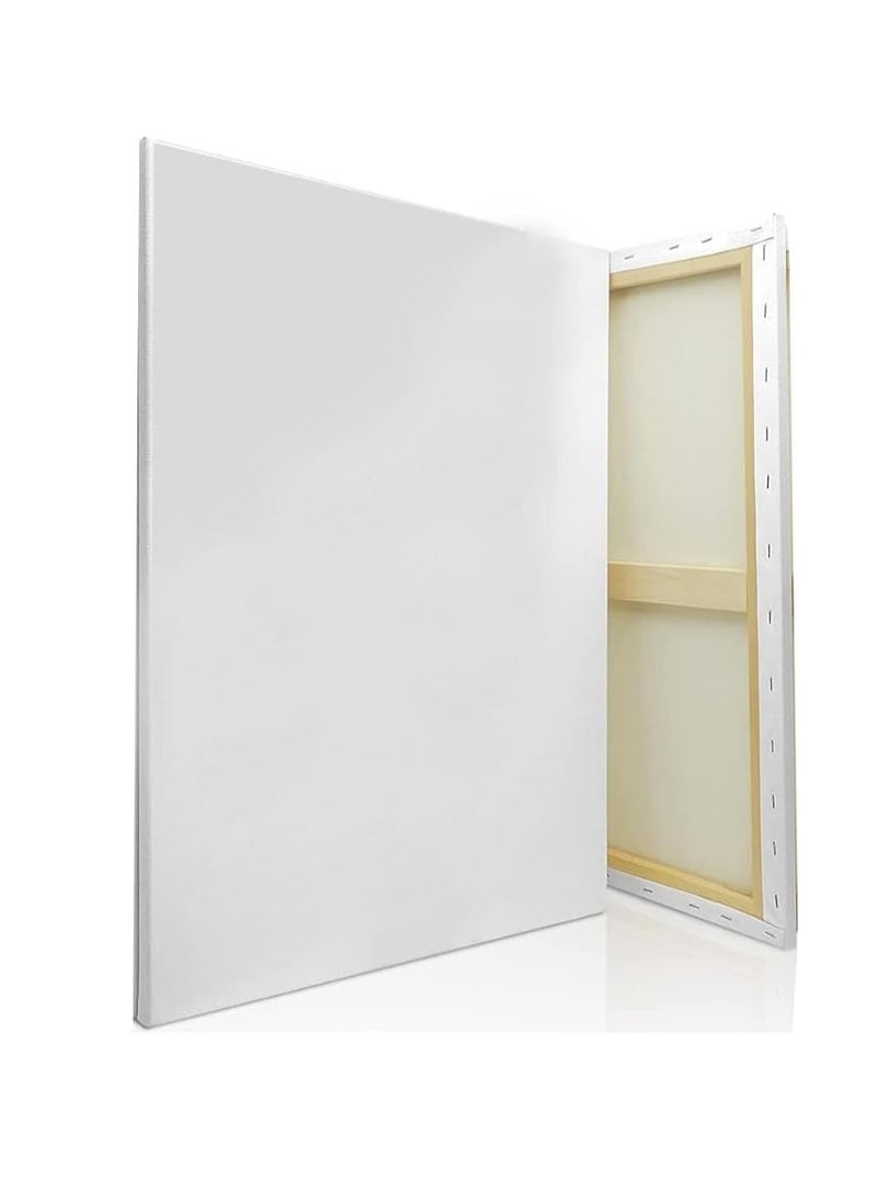 SUPER DEAL - Stretched Canvas 60 X 90CM White Cotton Artist Canvas Boards for Painting Acrylic Pouring Oil Paint Dry & Wet Art Media - Image 1
