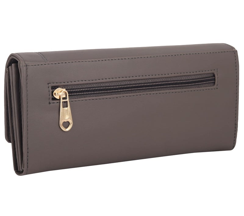 ALSU Women's Wallet | Stylish Purse with Phone Pocket,4 Card Pocket and Multiple Compartment| Party Clutch for Girl | Travel Hand Purse for Women| Office Bag for Women (Grey) - Image 4