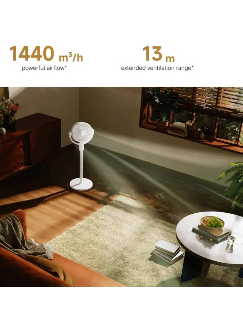 Xiaomi Smart Standing Air Circulation Fan, 360° Oscillation, Silent DC Motor, WiFi Control, Adjustable Height, 18W, White | Smart Fan - Image 5