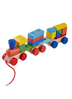 Wooden Push N Pull Toys Train Set For Kids With Shape And Colour Sorting Stacking Wood Blocks Learning Educational Toy Trains Vehicle For 2+ Years