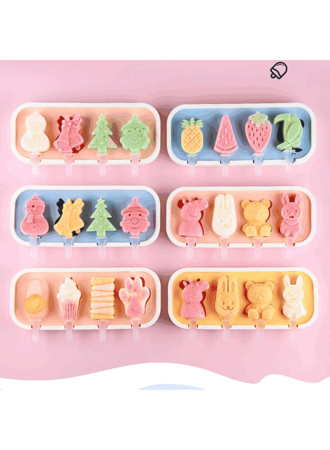 Cute Cartoon-Shaped Popsicle & Ice Cream Molds, Easy-Release Silicone Molds with Lids and Sticks (Cartoon, Christmas, Fruit Shapes) - Image 4