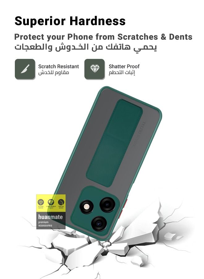 huanmate Premium Case Cover With Magnetic Hand Grip Holder And Kickstand For Tecno Spark 10C Green - Image 4
