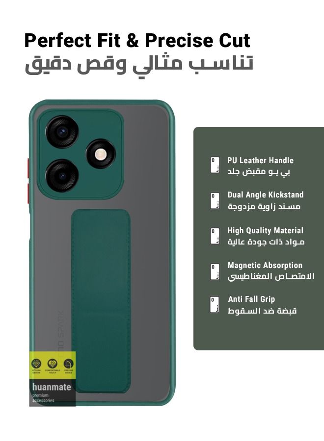 huanmate Premium Case Cover With Magnetic Hand Grip Holder And Kickstand For Tecno Spark 10C Green - Image 2