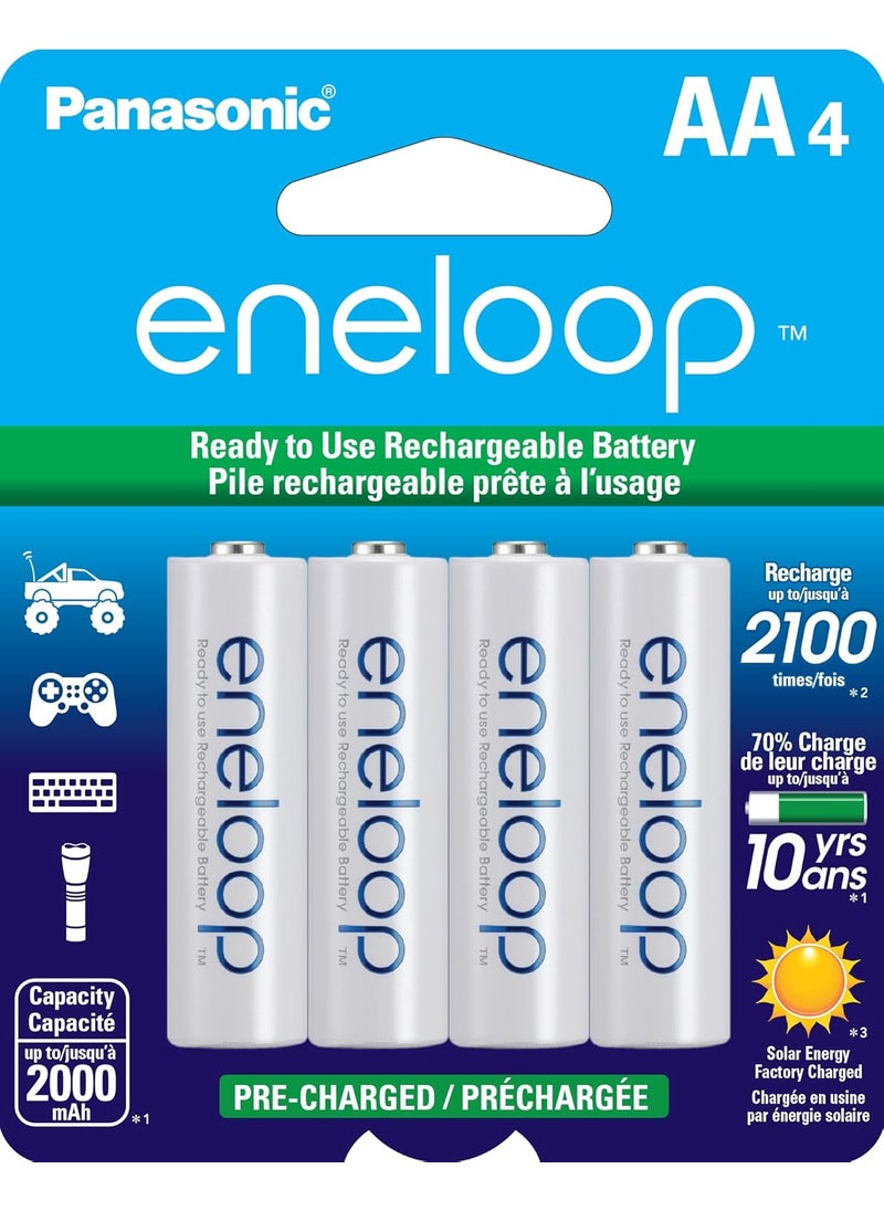 eneloop Eneloop Panasonic BK3MCCA4BA AA 2100 Cycle NiMH PreCharged Rechargeable Batteries 4Battery Pack  - Image 1