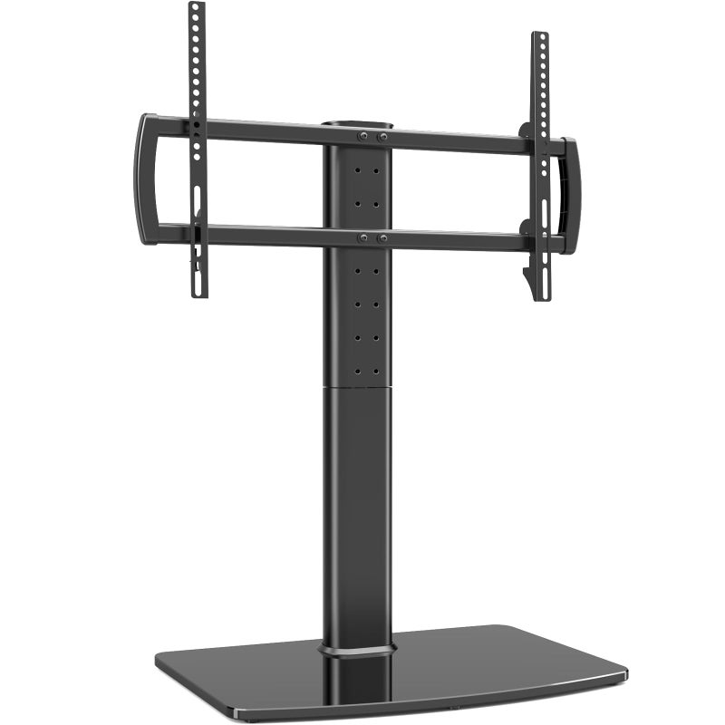Hemudu Universal Swivel TV Stand/Base Table Top Stand 40 to 86 inch TVs 110 Degree Swivel, 5 Level Height Adjustable, Heavy Duty Tempered Glass Base, Holds up 132lbs Screens, HT04B-003 - Image 1