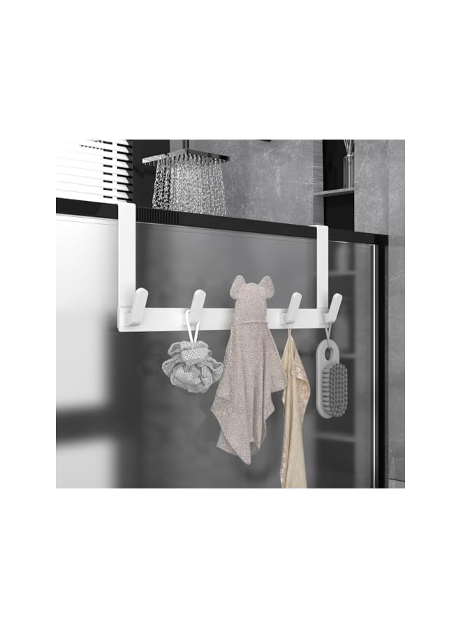 promass Over the Door Hook Rack with 5 Hooks, Versatile Door Hanger for Coats, Towels, Bags, Keys, Ideal for Bathroom, Bedroom, Behind Back of Door, White - Image 5