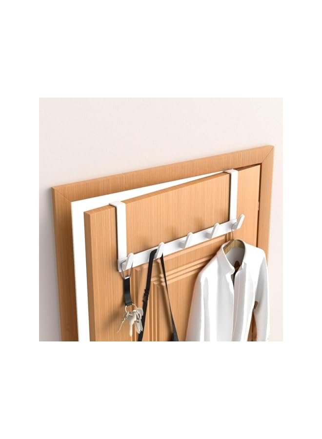 promass Over the Door Hook Rack with 5 Hooks, Versatile Door Hanger for Coats, Towels, Bags, Keys, Ideal for Bathroom, Bedroom, Behind Back of Door, White - Image 4