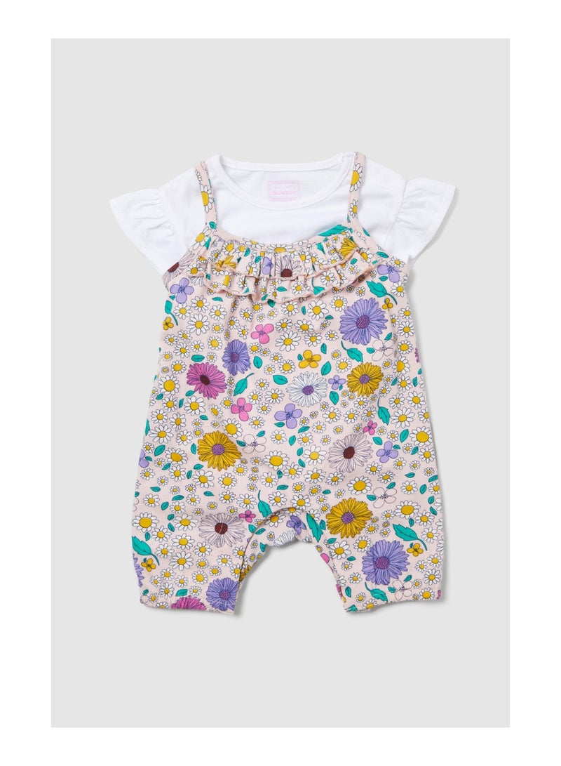 Baby Girls Flower Ruffle Romer Set