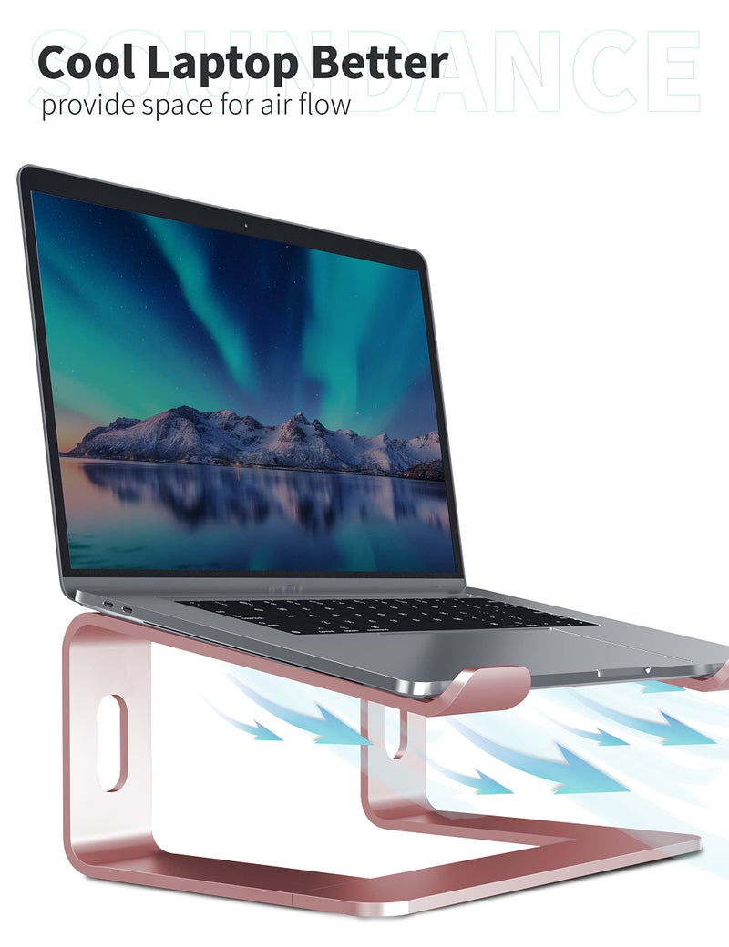 SOUNDANCE Laptop Stand, Aluminum Computer Riser, Ergonomic Laptops Elevator for Desk, Metal Holder Compatible with 10 to 15.6 Inches Notebook Computer, Gold Pink - Image 4