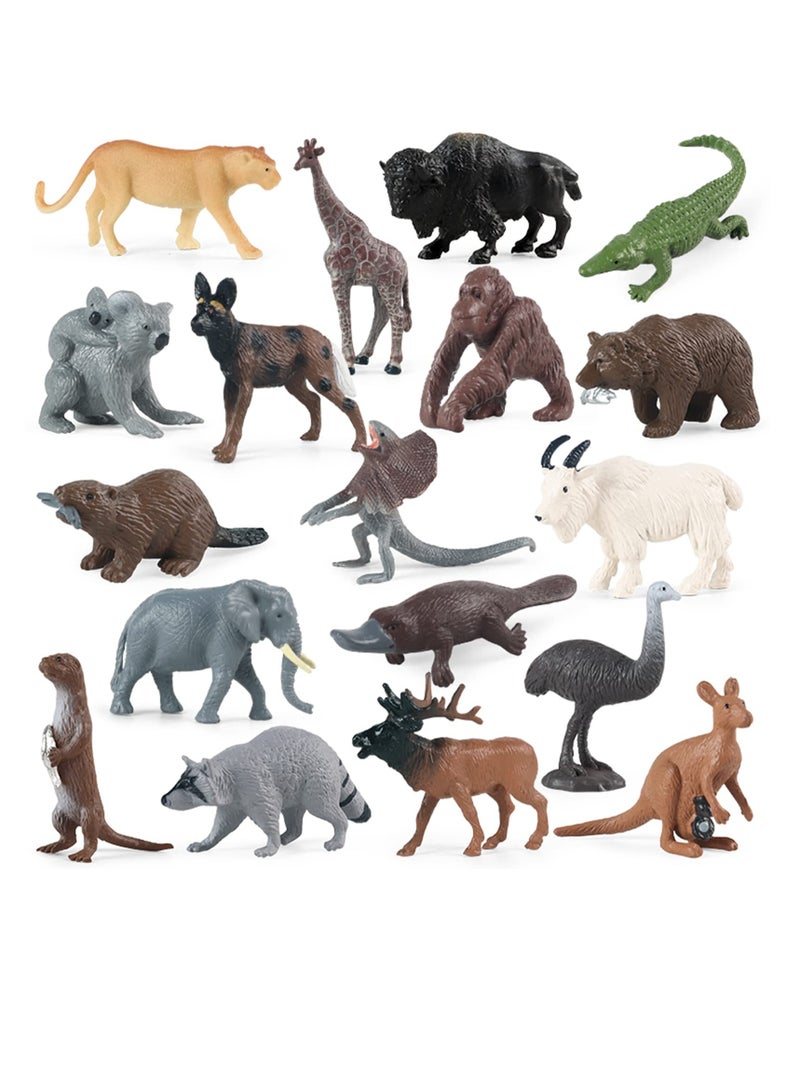 كابتن تيك Safari Animal Figurines Set, 18 Pcs Miniature Forest Creatures, Perfect for Cake Toppers and Birthday Gifts for Kids - Image 1