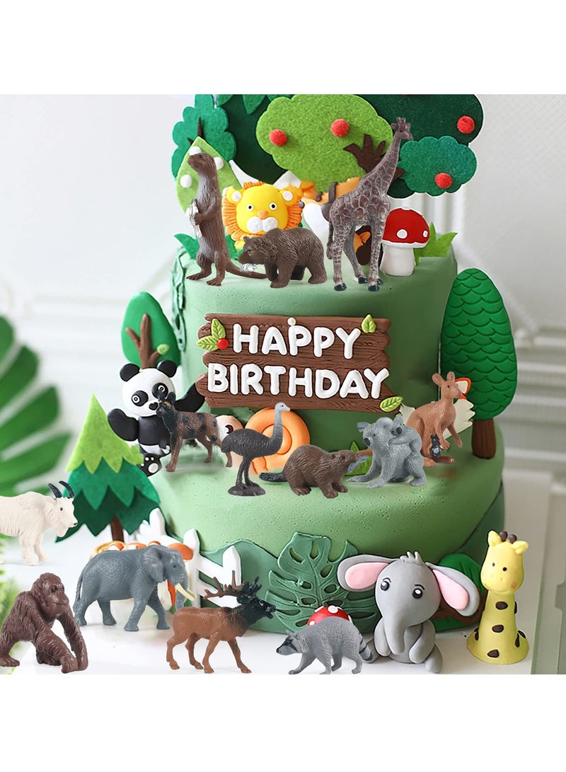 كابتن تيك Safari Animal Figurines Set, 18 Pcs Miniature Forest Creatures, Perfect for Cake Toppers and Birthday Gifts for Kids - Image 2