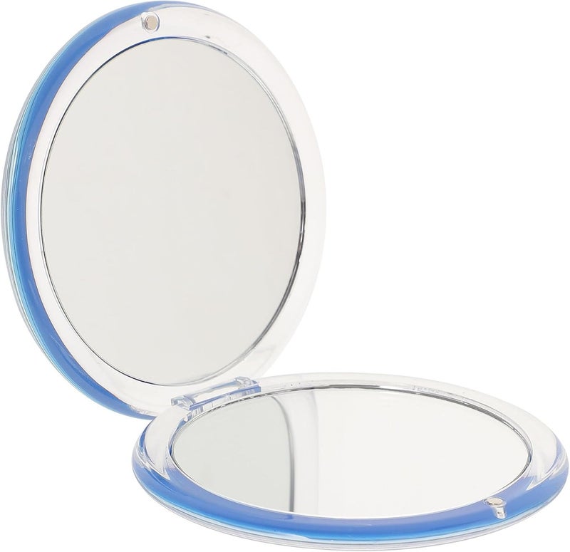 LABRIMP Folding Mini Compact Mirror 7X Magnification Round Portable Makeup Mirror for Travel and Purse Use Blue - Image 1