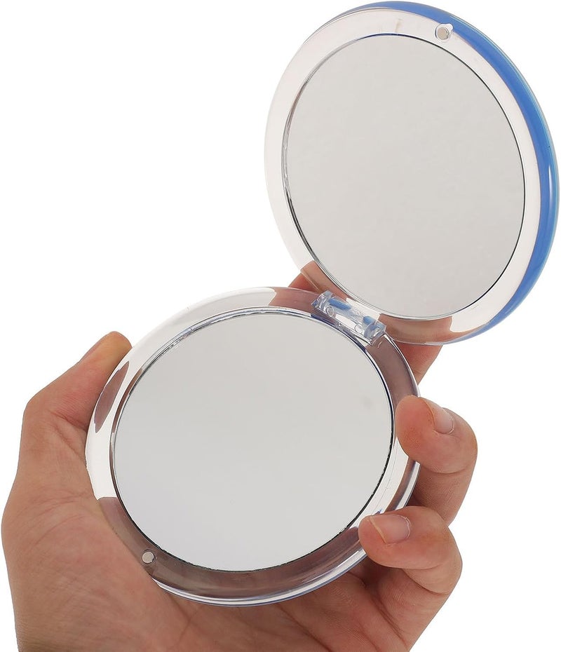 LABRIMP Folding Mini Compact Mirror 7X Magnification Round Portable Makeup Mirror for Travel and Purse Use Blue - Image 4