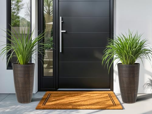 Ultym 23.5"H Tall Pot Planters, 2-Pack Taper Large Flower Pots for Indoor Outdoor Use, UV-Protect PP Plant Container for Garden Patio Yard Balcony Porch or Home Decor, Bronze Vertical Stripes Texture - Image 2