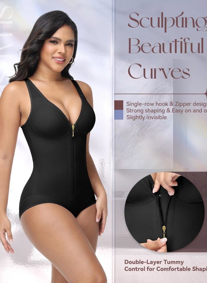 SHAPSHE Fajas Body Shaper Colombianas Moldeadoras Tummy Control Shapewear Compression Garment, Black, M - Image 2