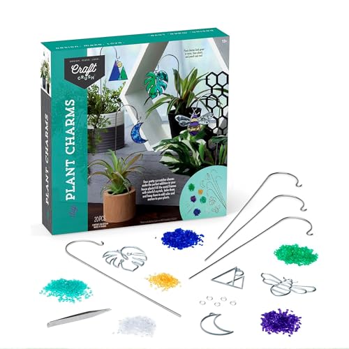 Craft Crush Plant Charms Kit Makes 4 Suncatcher Charms for Plants Metal Garden Stakes Decorative Ornaments for Plant Lovers Gift Home Decor Teens Adults DIY Art Craft Kit Ages 13 - Image 1