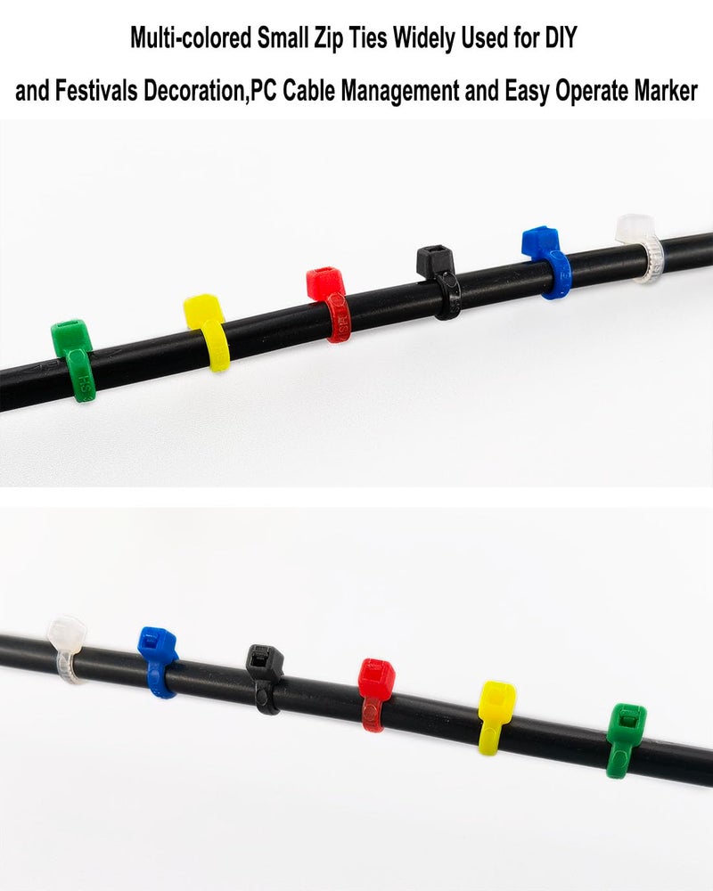 HS Colored Zip Ties Neon Small Nylon Wire Ties Assorted 6 Colors (Green,Yellow, Black, White, Blue, Red) 4 Inch for Crafts,Bulk 600 Pack - Image 3