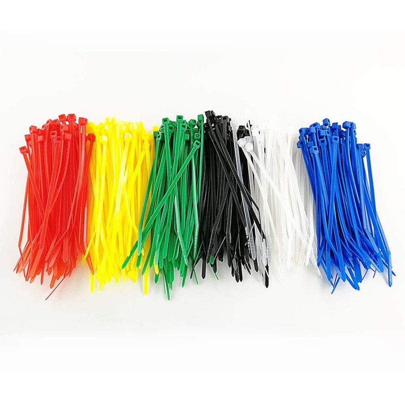 HS Colored Zip Ties Neon Small Nylon Wire Ties Assorted 6 Colors (Green,Yellow, Black, White, Blue, Red) 4 Inch for Crafts,Bulk 600 Pack - Image 2