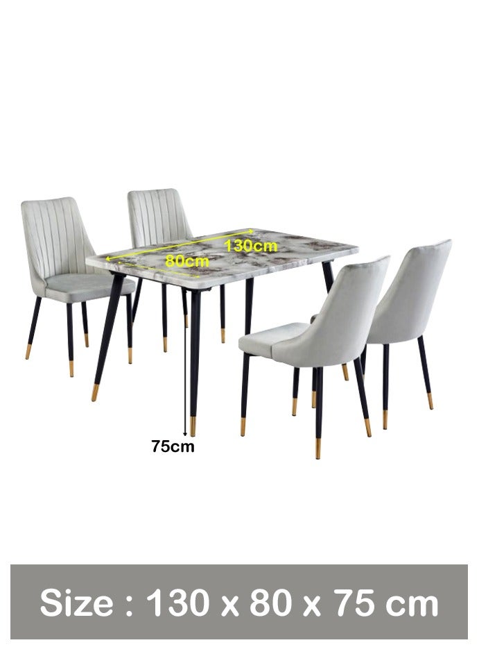 Modern Rectangle dinning Table Marble Top with 4 chairs set 130*80 CM - Image 3