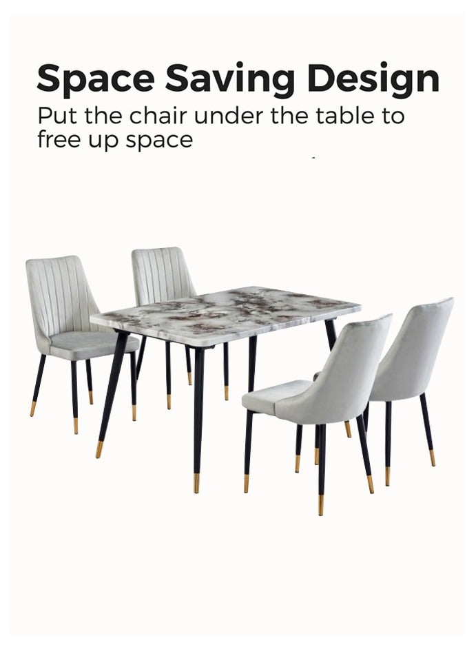 Modern Rectangle dinning Table Marble Top with 4 chairs set 130*80 CM - Image 5