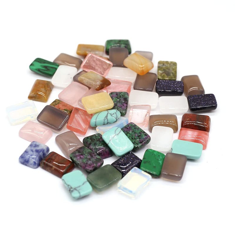 LE SKY Rectangle Cabochon Flatback Natural Stones Cabochon for Jewelry Making 20 Pcs - Image 3