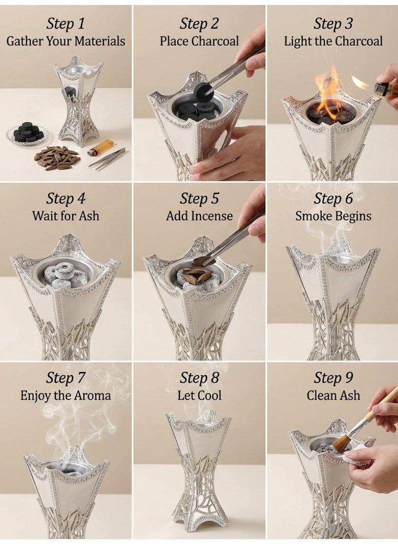 Metal Incense Burner/Bakhoor Burner/Incense holders, Aroma Diffuser, Simple Hammered Design, Electroplating Process, Exquisite Craftsmanship, Suitable For Home Decoration, Living Room, Bedroom, Living Room, Office, Peace, Family Essential, Color Box Independent Packaging - Image 3