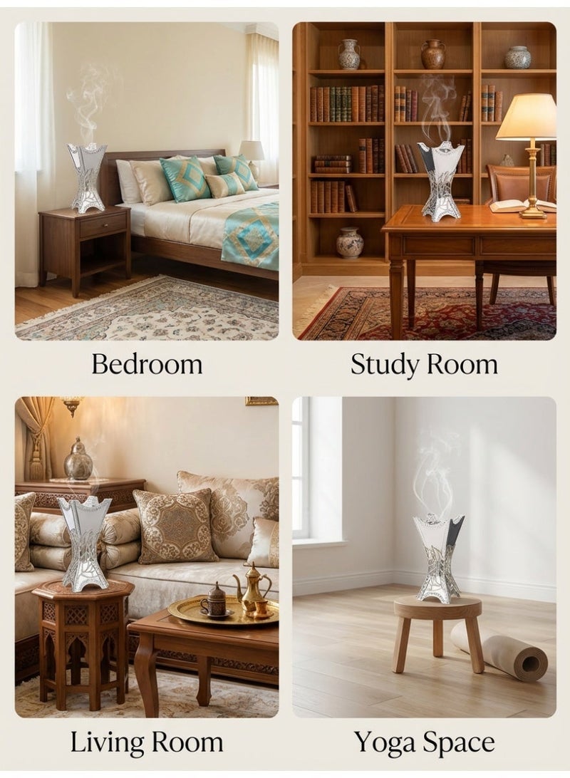 Metal Incense Burner/Bakhoor Burner/Incense holders, Aroma Diffuser, Simple Hammered Design, Electroplating Process, Exquisite Craftsmanship, Suitable For Home Decoration, Living Room, Bedroom, Living Room, Office, Peace, Family Essential, Color Box Independent Packaging - Image 4