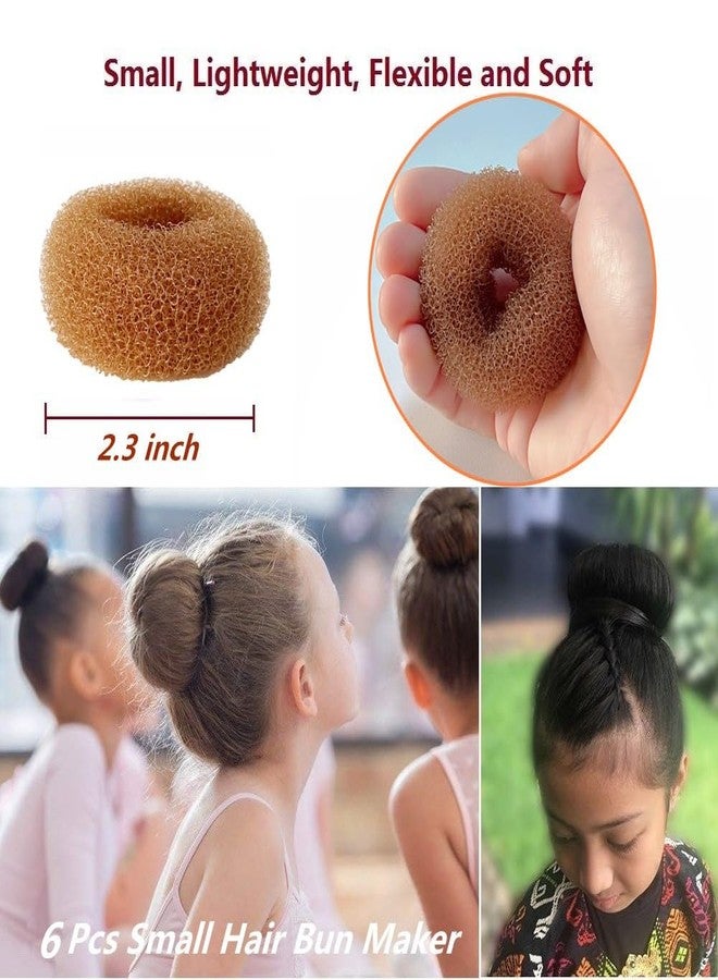 SQULIGT Extra Small Hair Bun Maker for Kids, 6 PCS Chignon Hair Donut Sock Bun Form for Girls, Mini Hair Doughnut Shaper for Short and Thin Hair (Small Size 2 Inch, Light Brown) - Image 3