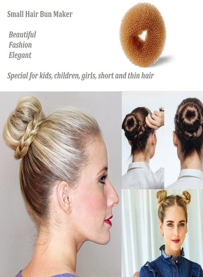 SQULIGT Extra Small Hair Bun Maker for Kids, 6 PCS Chignon Hair Donut Sock Bun Form for Girls, Mini Hair Doughnut Shaper for Short and Thin Hair (Small Size 2 Inch, Light Brown) - Image 2