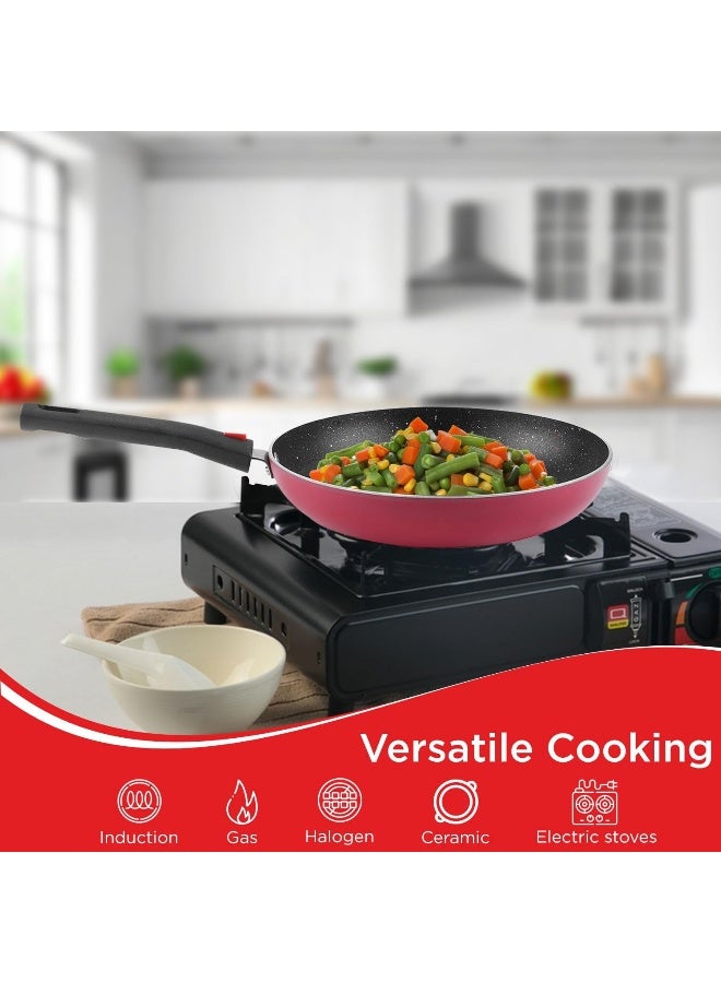 Vinod Popular Non Stick Frypan 24 cm with Sturdy Riveted and Bakelite Handle - Image 2