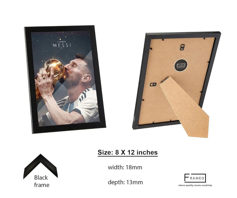 FRAMEO STORE Lionel Messi World Cup Poster Glass frame Lionel Messi World Cup Trophy wall art framed poster A4 size 8 X 12 Inches - Image 4