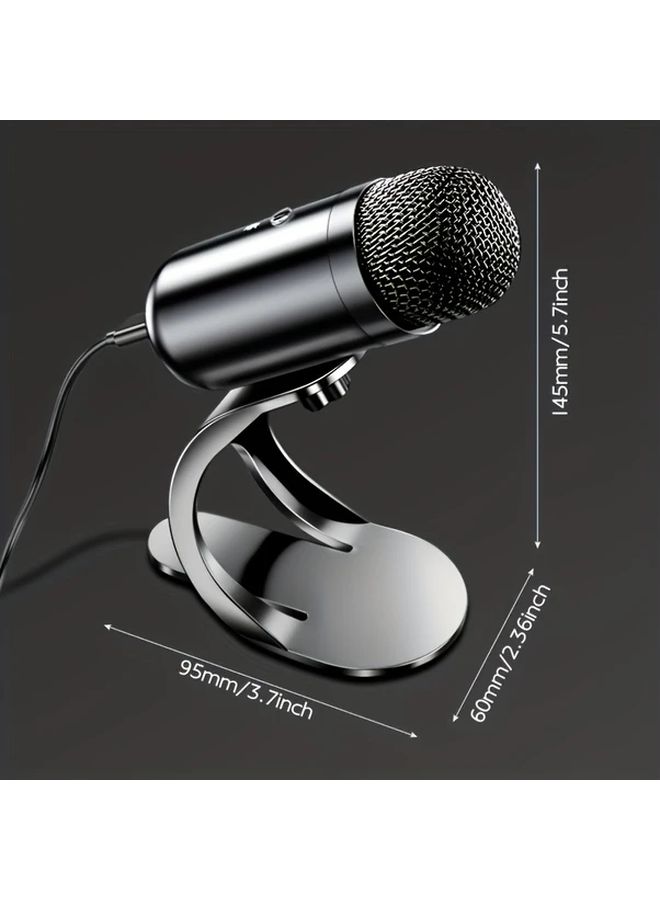 Black USB Microphone Kit Plug Play For Recording Gaming Podcasts And Karaoke - Image 2