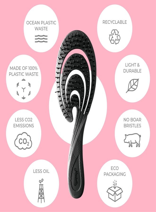 Ninabella Organic Detangling Hair Brush for Women, Men & Children - Does not Pull on Hair - Hair Straightening Brushes for Straight, Curly & Wet Hair - Unique Wave Hairbrush Black - Image 4