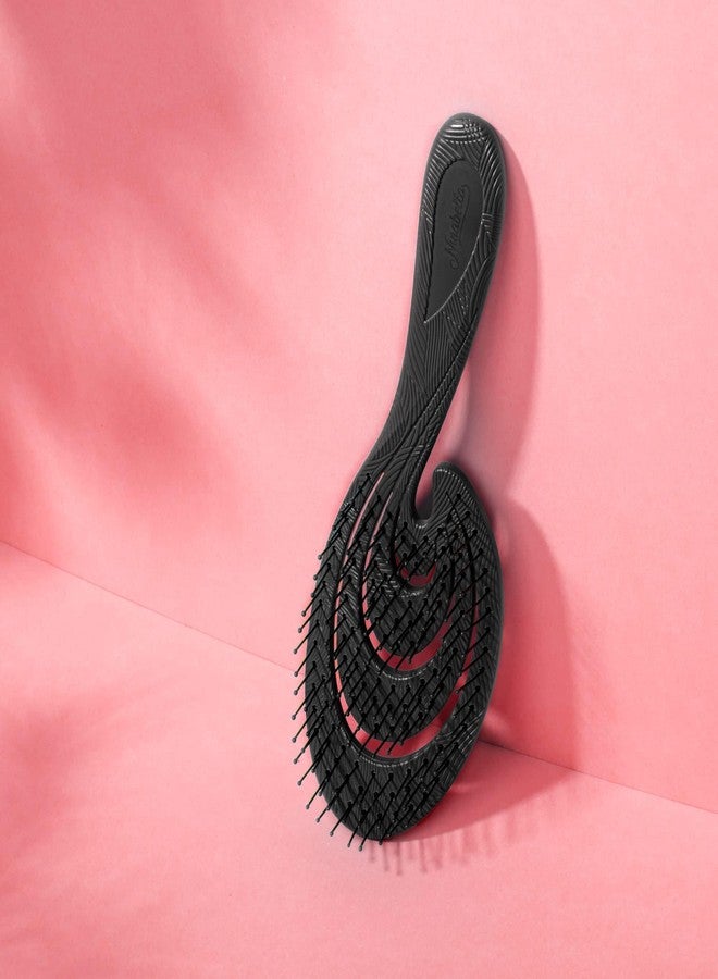 Ninabella Organic Detangling Hair Brush for Women, Men & Children - Does not Pull on Hair - Hair Straightening Brushes for Straight, Curly & Wet Hair - Unique Wave Hairbrush Black - Image 5