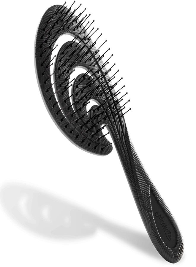Ninabella Organic Detangling Hair Brush for Women, Men & Children - Does not Pull on Hair - Hair Straightening Brushes for Straight, Curly & Wet Hair - Unique Wave Hairbrush Black - Image 1