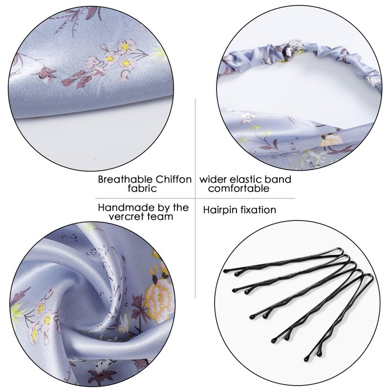Vercret 6 Pack Floral Hair Scarf Headband for Women, Elastic Bandana Head Scarf Large Boho Triangle Hair Kerchief with Clips Non Slip Headbands Hair Scarves for Teen Girls - Image 3