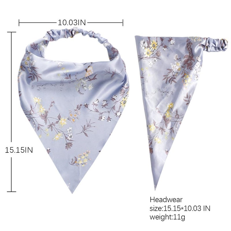 Vercret 6 Pack Floral Hair Scarf Headband for Women, Elastic Bandana Head Scarf Large Boho Triangle Hair Kerchief with Clips Non Slip Headbands Hair Scarves for Teen Girls - Image 5