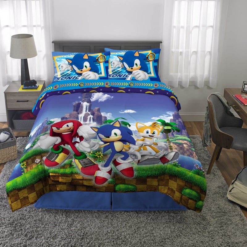 Franco Kids Bedding Super Soft Comforter and Sheet Set, 5 Piece Full Size, Sonic The Hedgehog, Anime - Image 4